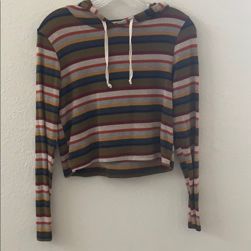 Striped cropped Hooded Longsleeve